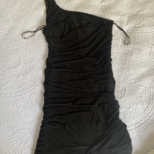 Missguided Black One Shoulder Dress